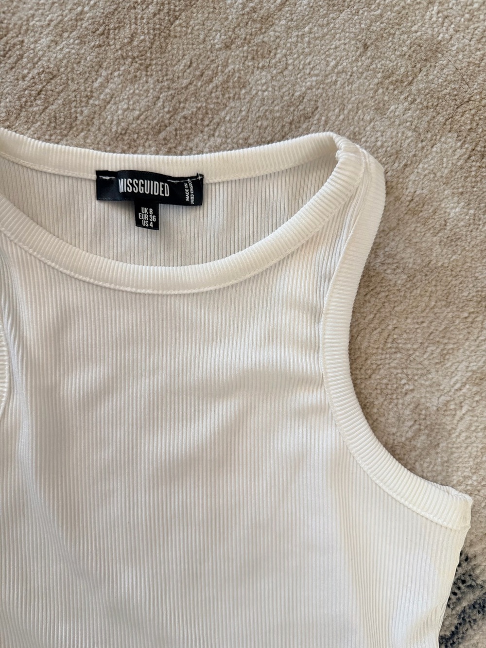 Missguided White Ribbed Tank - Picture 2 of 3